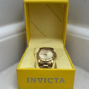 Invicta Women’s Angel Light Gold Dial Wristwatch Stainless Steel Analog, *FLAW*